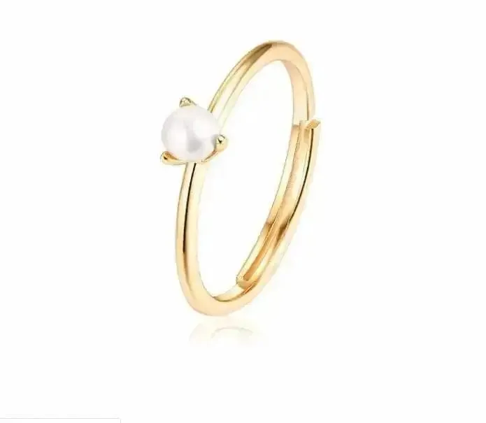 Exquisite Pearl White Zircon Combination Silver Ring for Your Special Occasions 🌸