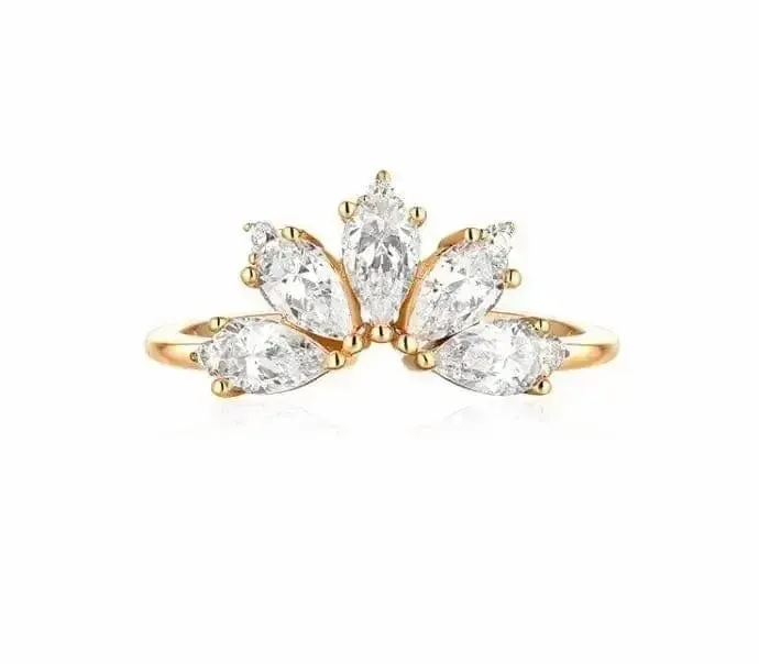 Exquisite Pearl White Zircon Combination Silver Ring for Your Special Occasions 🌸