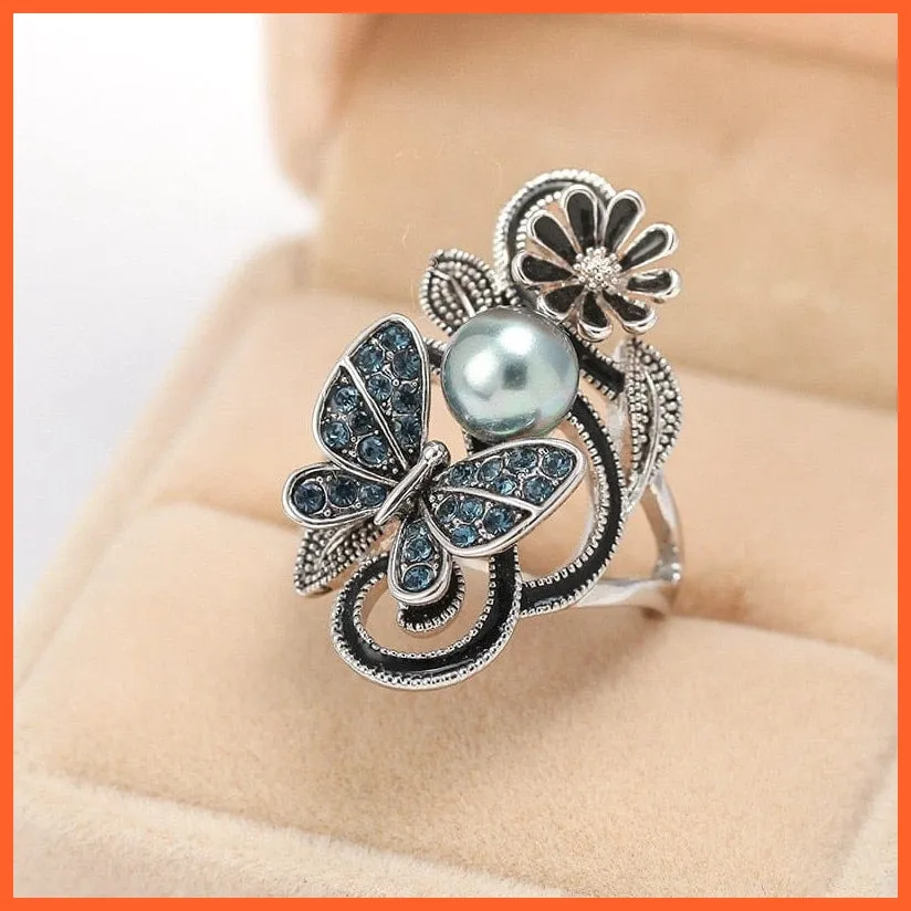 Exquisite Shiny Luxury Vintage White Swan Pearl Rings For Women