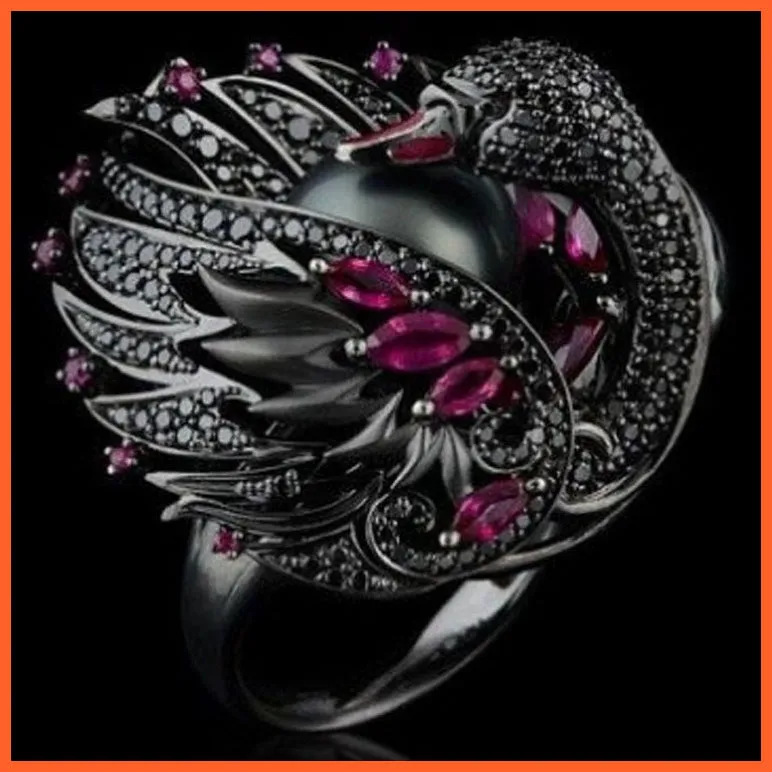 Exquisite Shiny Luxury Vintage White Swan Pearl Rings For Women