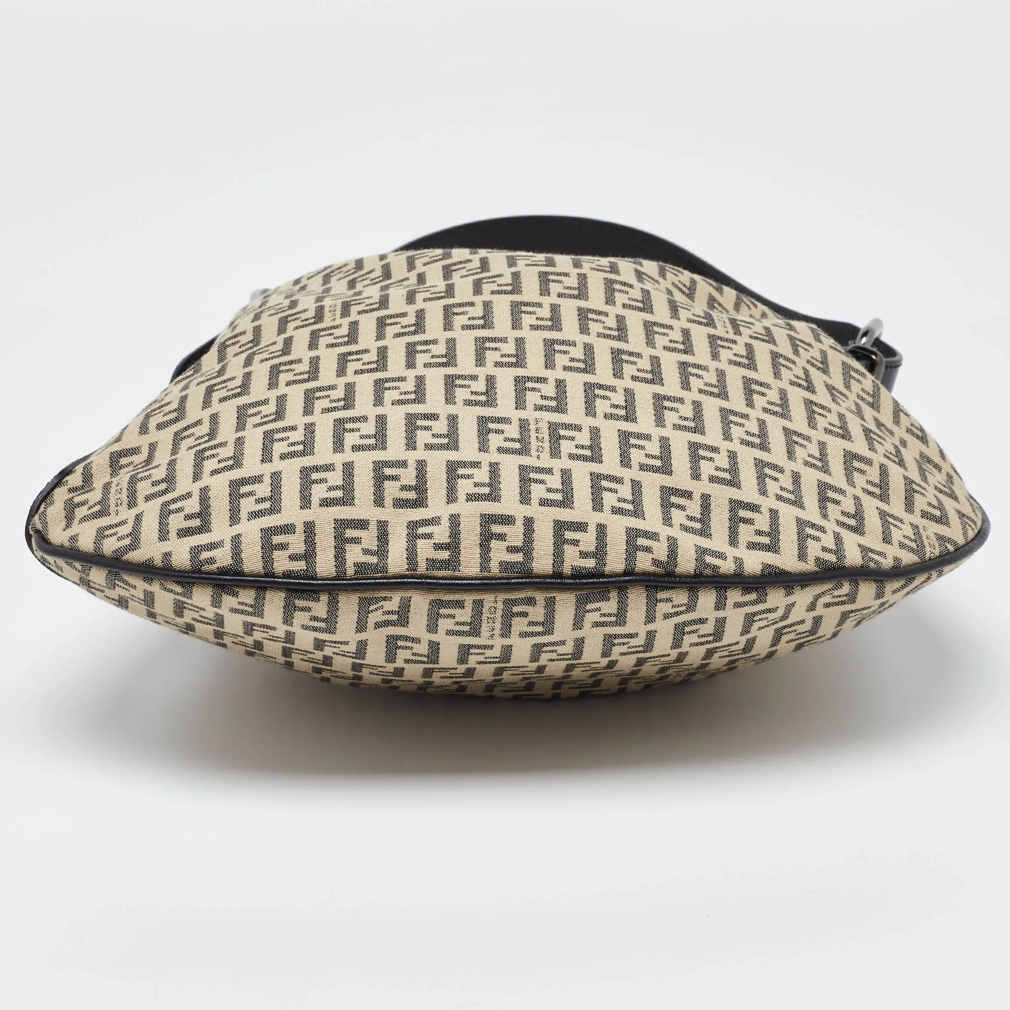 Fendi  Zucchino Canvas And Leather Oyster Hobo