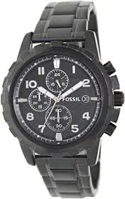 Fossil Chronograph Dean black stainless steel strap and bold markers Dial FS4721IE Watch For Men Genuine for Gifts