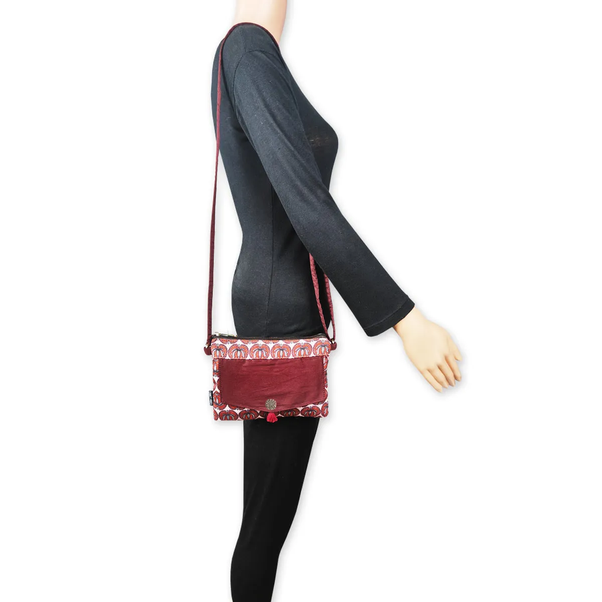 Front Flap Sling Bag- Madhubani Lotus