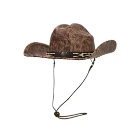Front Sun Buckle Vintage Leather Cowboy Cowgirl Hat