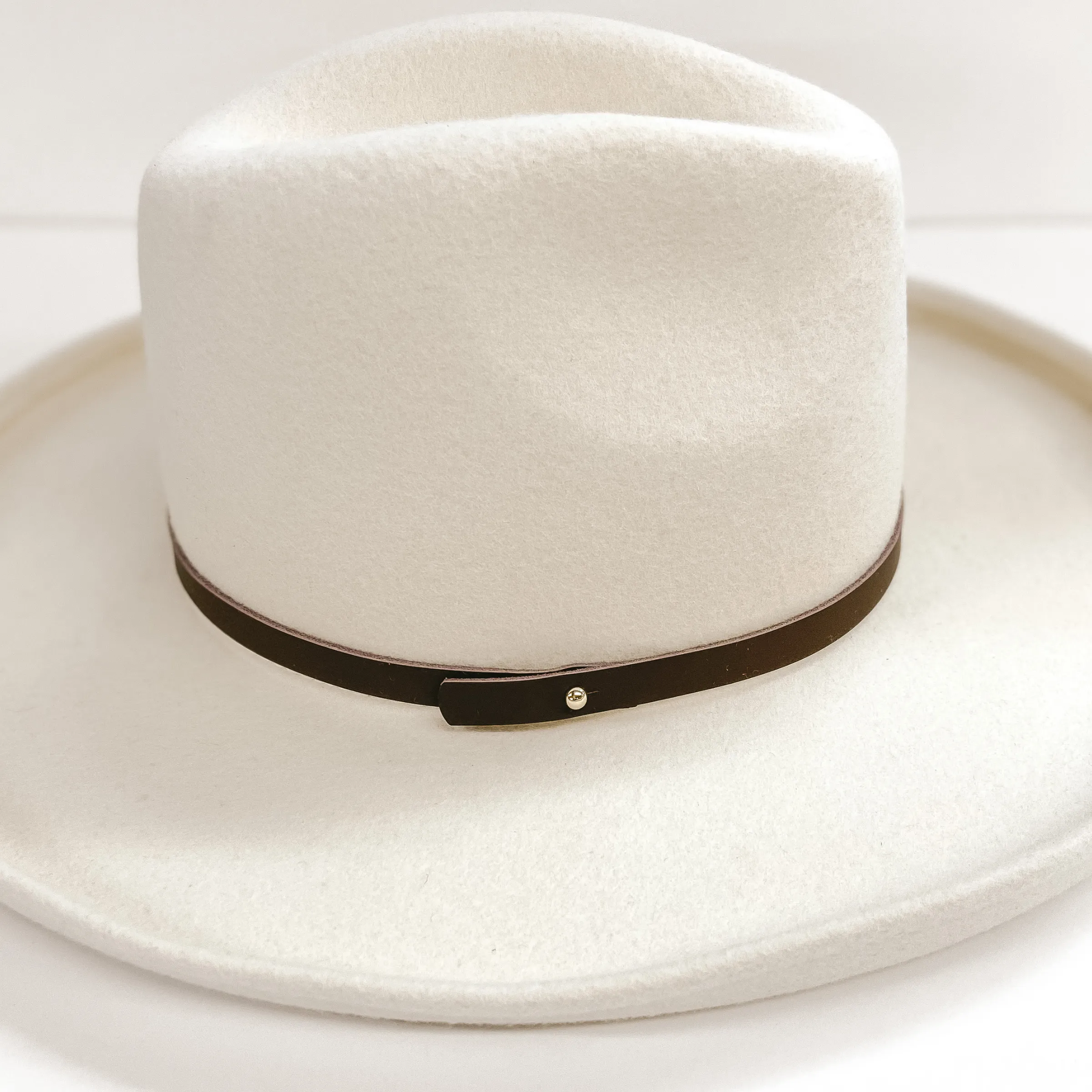 GiGi Pip | Thin Removable Leather Hat Band in Chocolate Brown