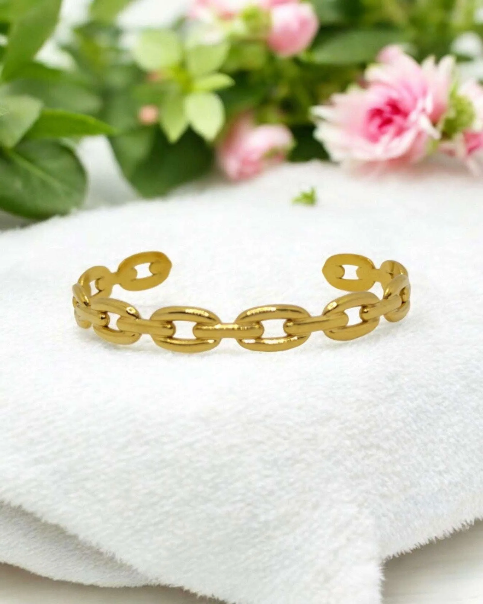 Gold Chain Link Cuff Bracelet