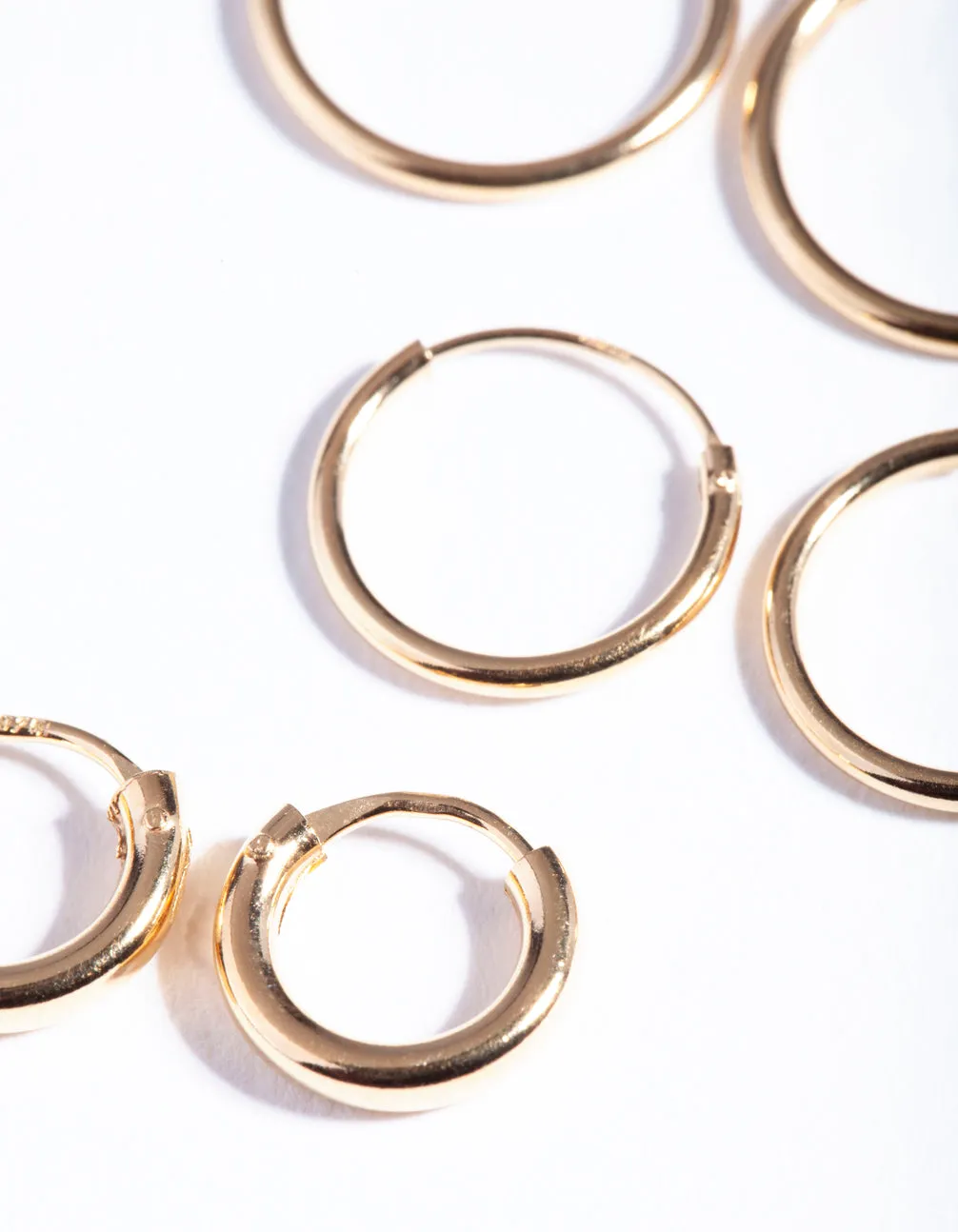 Gold Plated Sterling Silver Mix Thick Hoop Earring Pack