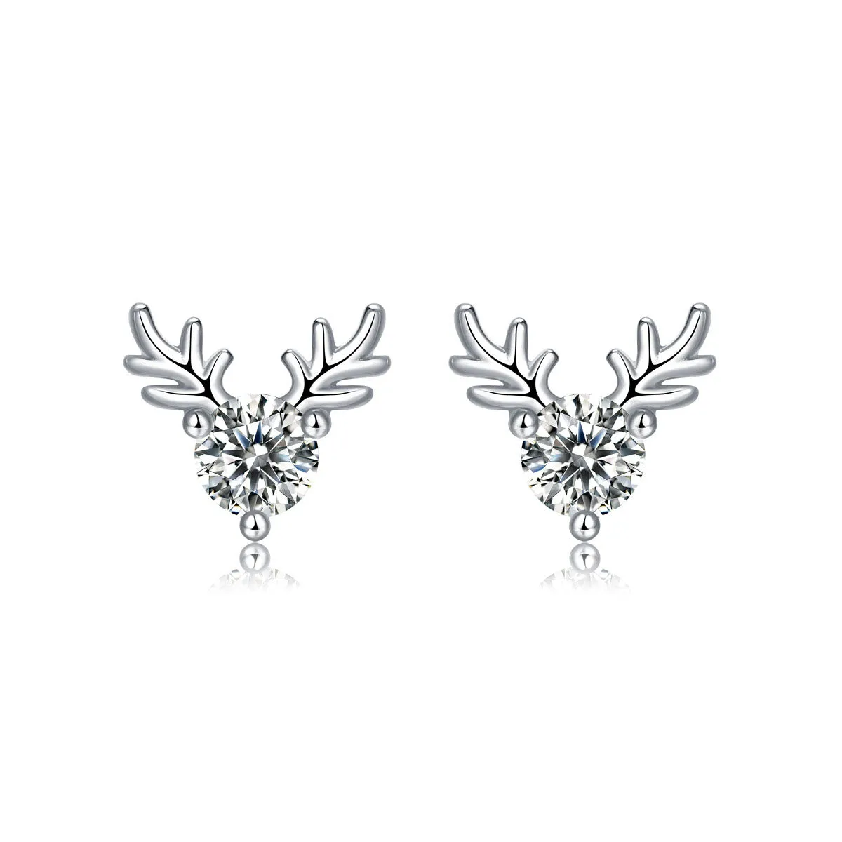 Graduation Moissanite CZ Deers 925 Sterling Silver Stud Earrings