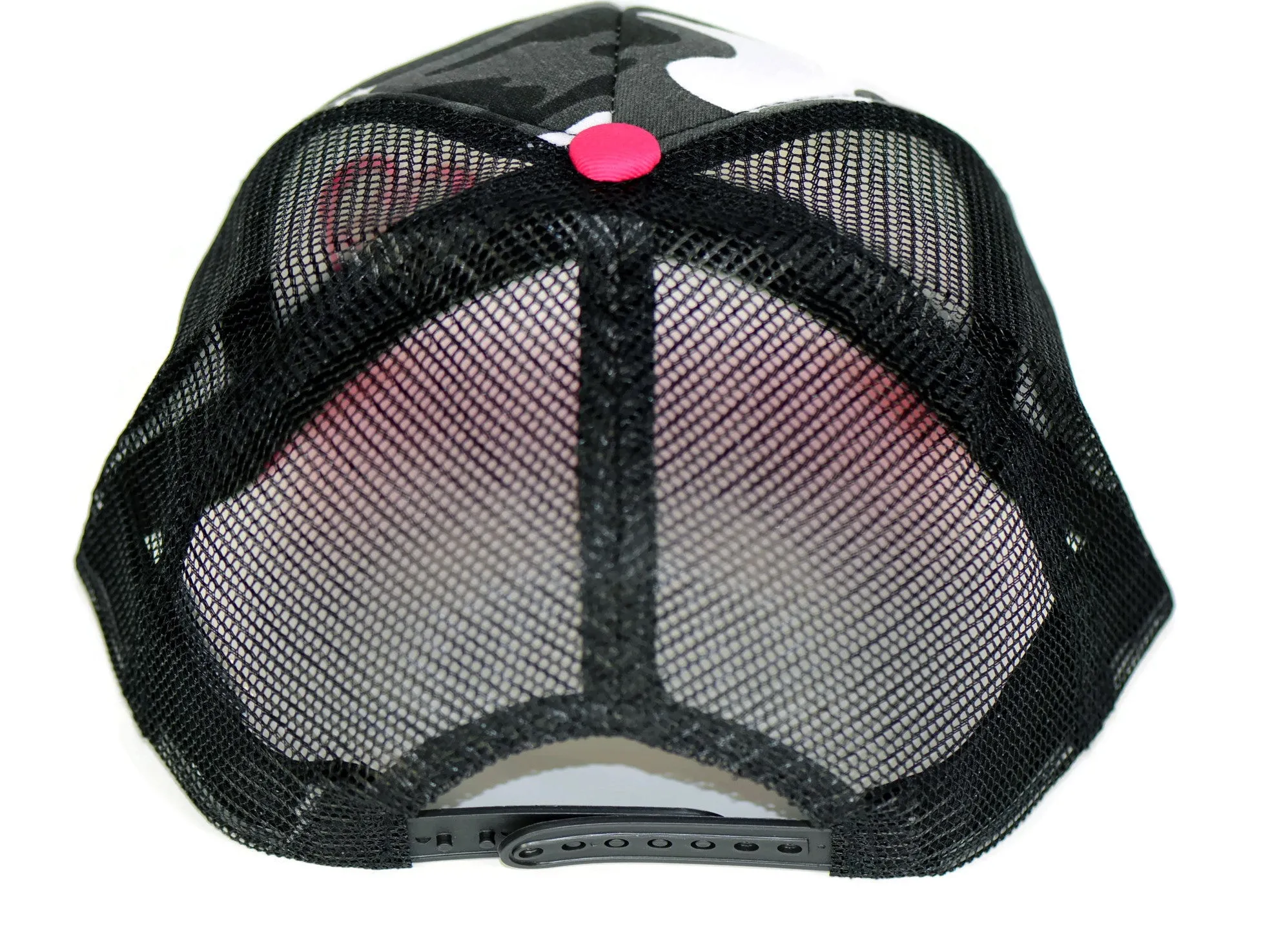 Grey Camo Trucker Hat with Pink Details