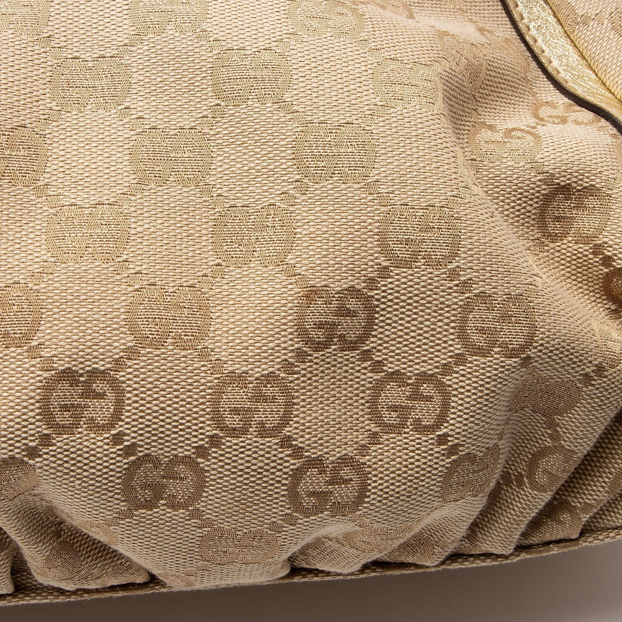 Gucci GG Canvas Metallic Leather D Ring Small Hobo (SHF-nI1P2Q)
