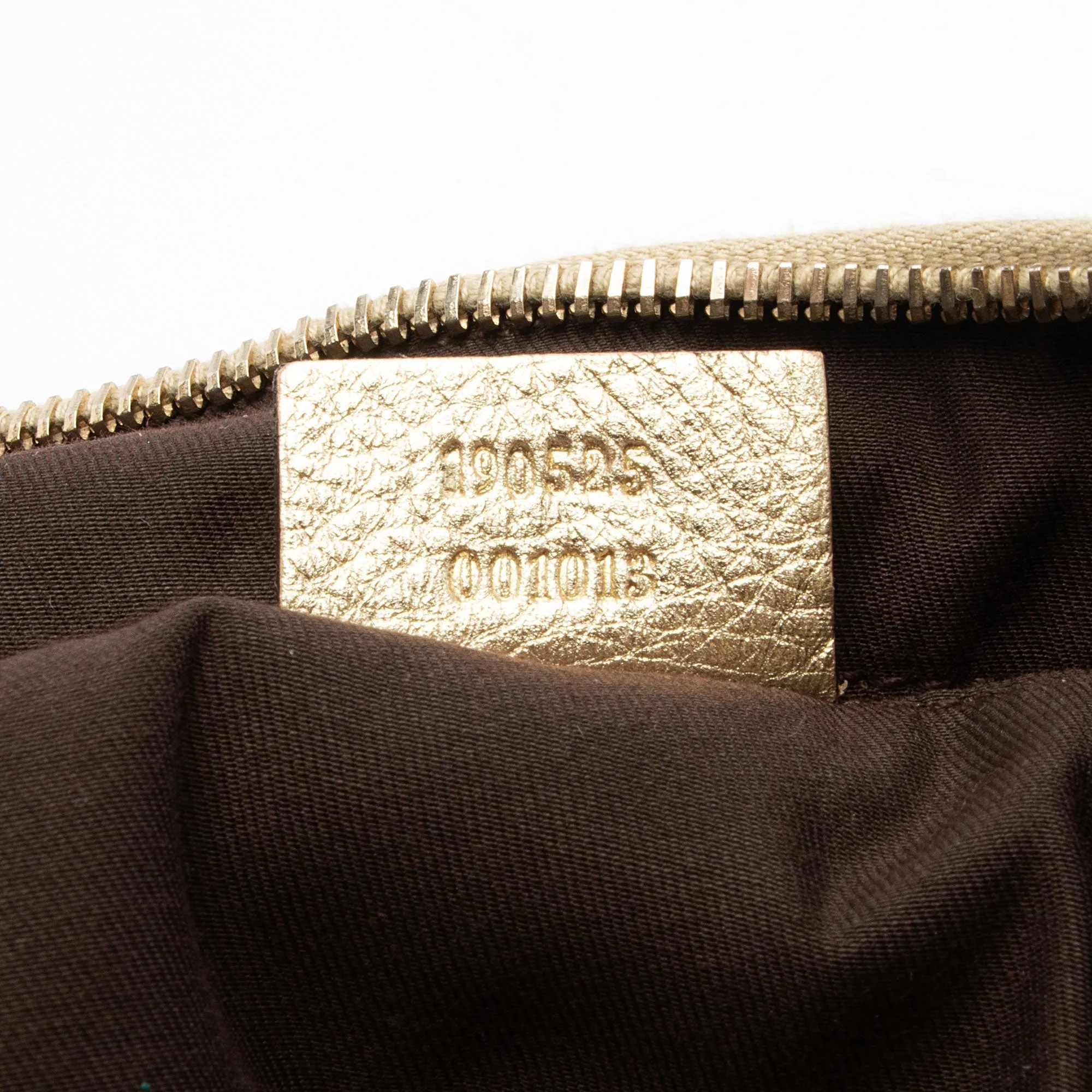 Gucci GG Canvas Metallic Leather D Ring Small Hobo (SHF-nI1P2Q)