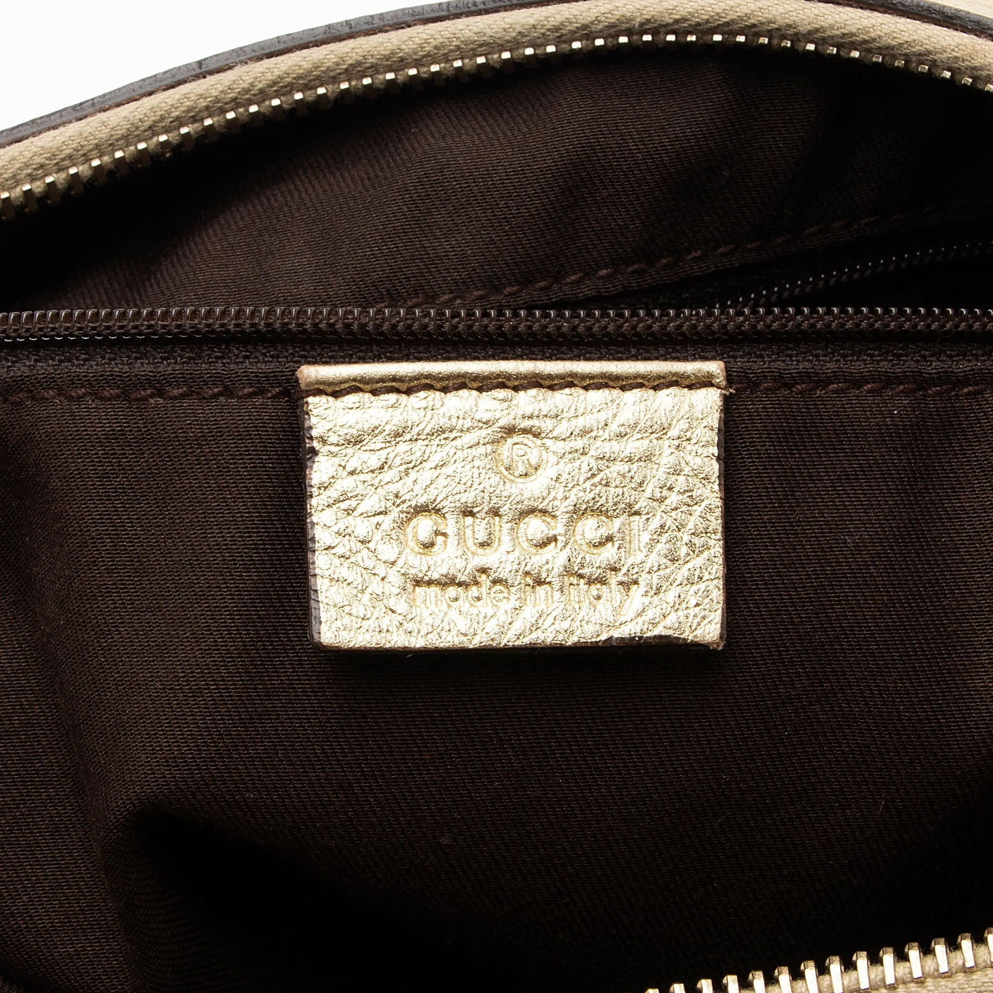 Gucci GG Canvas Metallic Leather D Ring Small Hobo (SHF-nI1P2Q)