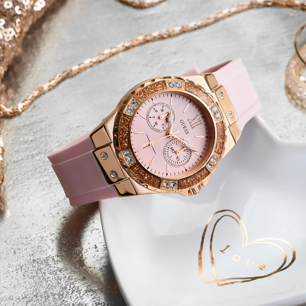 Guess Ladies Limelight Pink Watch Model W1053L3