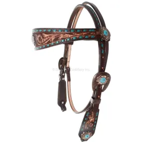 H662 - Brown Vintage Sunflower Tooled Headstall
