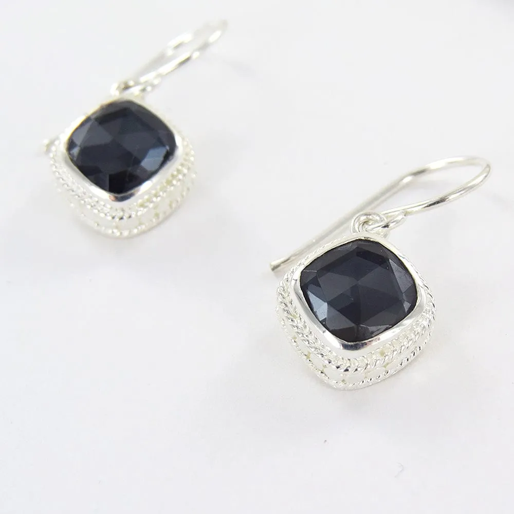 HEMATITE CUSHION DROP EARRING