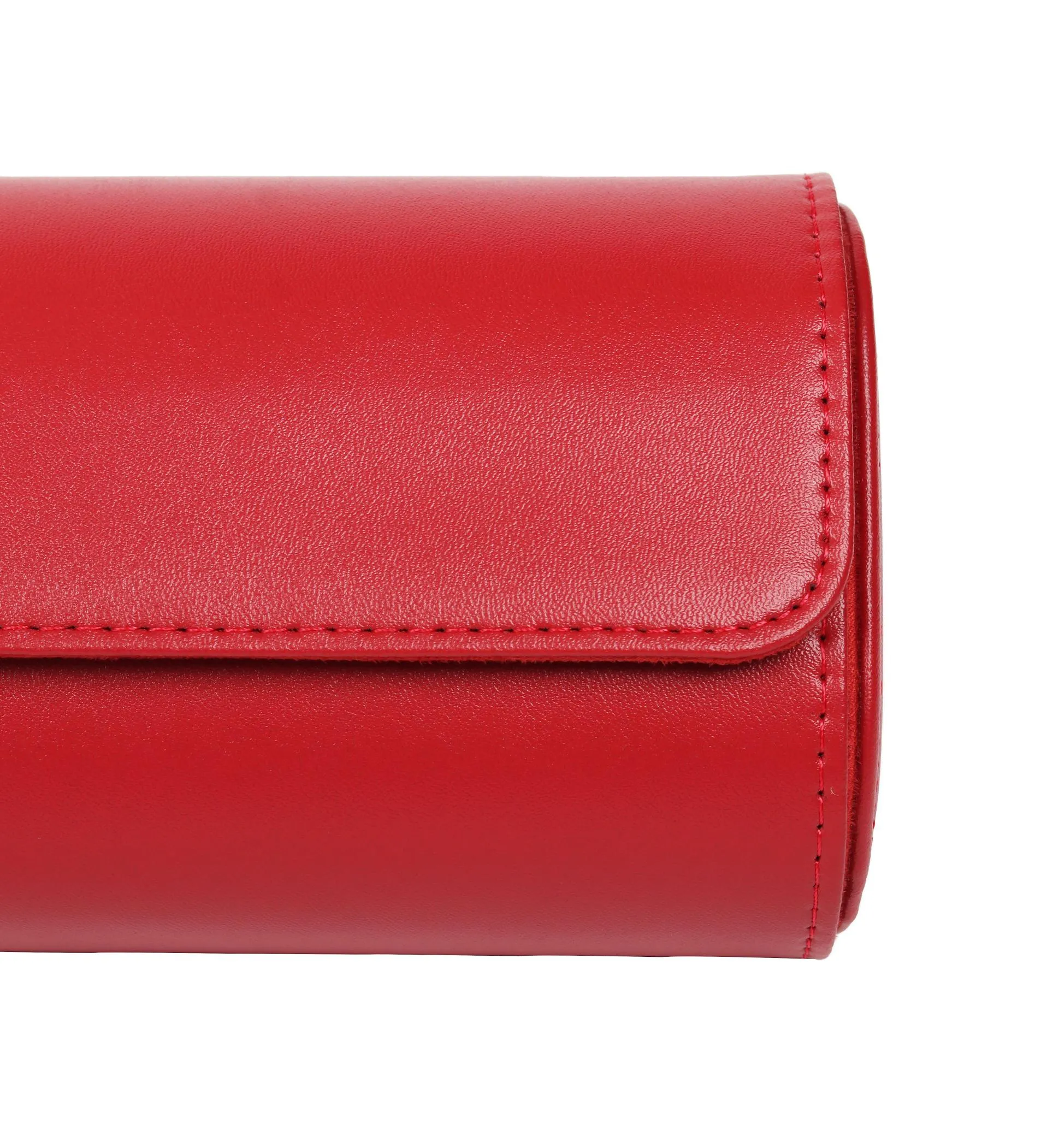 HQ 3 Slot Luxury Travel Watch Case Genuine Leather - Velvet Red