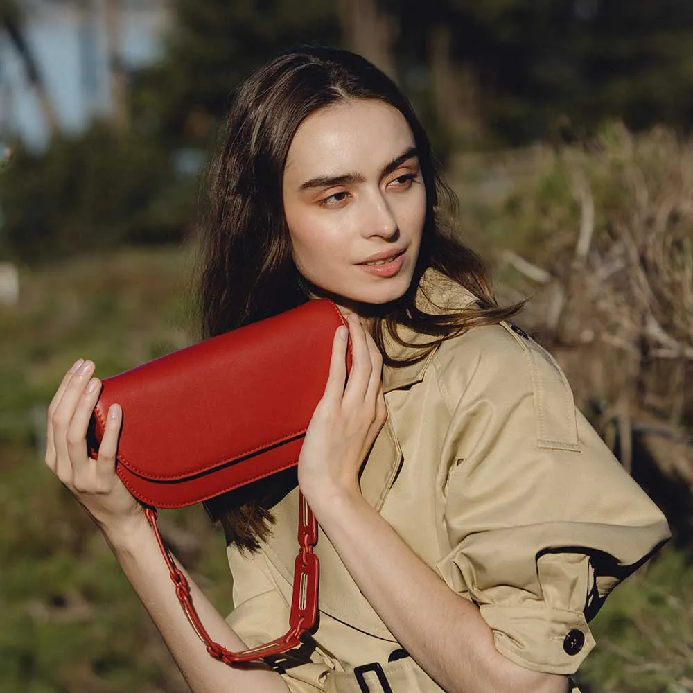 Inez Red Recycled Vegan Shoulder Bag - FINAL SALE