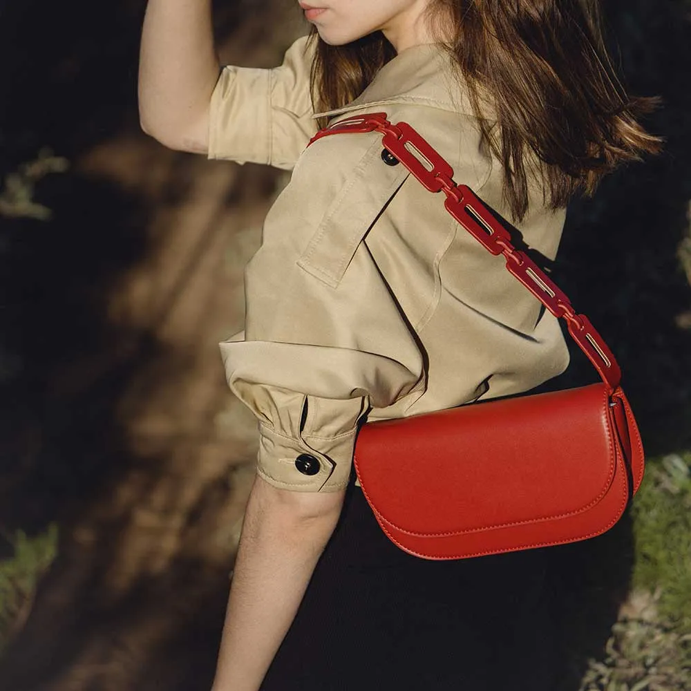 Inez Red Recycled Vegan Shoulder Bag - FINAL SALE