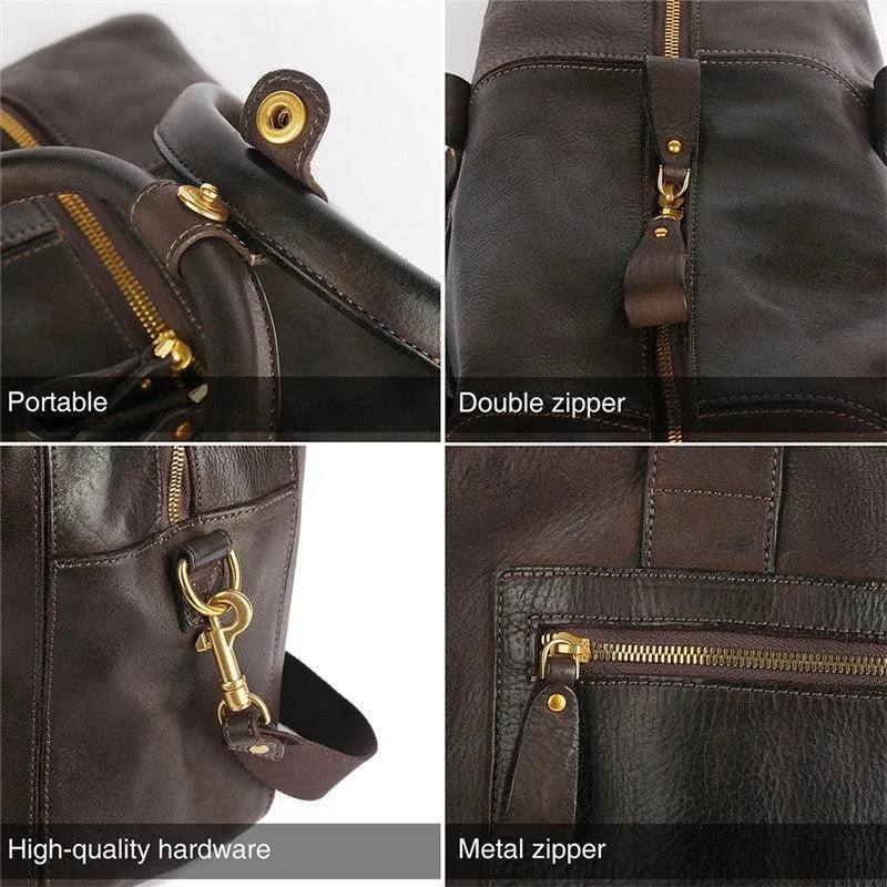 Italy Cowhide Leather Boston Bag | Women Weekend Bag | Men Handcrafted Leather Baggage, Leather Gym Bag, 16 inches Laptop Bag, Working Bag