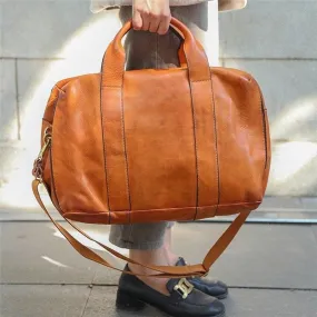 Italy Cowhide Leather Boston Bag | Women Weekend Bag | Men Handcrafted Leather Baggage, Leather Gym Bag, 16 inches Laptop Bag, Working Bag