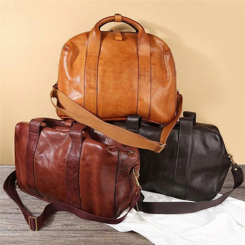 Italy Cowhide Leather Boston Bag | Women Weekend Bag | Men Handcrafted Leather Baggage, Leather Gym Bag, 16 inches Laptop Bag, Working Bag