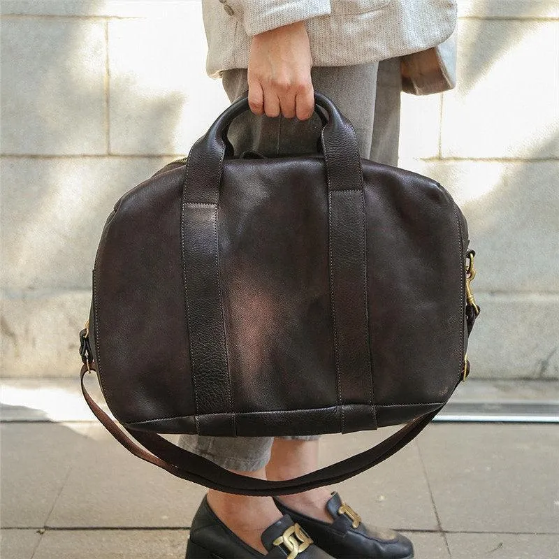 Italy Cowhide Leather Boston Bag | Women Weekend Bag | Men Handcrafted Leather Baggage, Leather Gym Bag, 16 inches Laptop Bag, Working Bag