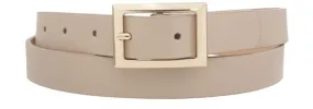 Jamie - Gold Rectangle Buckle Belt (Taupe)