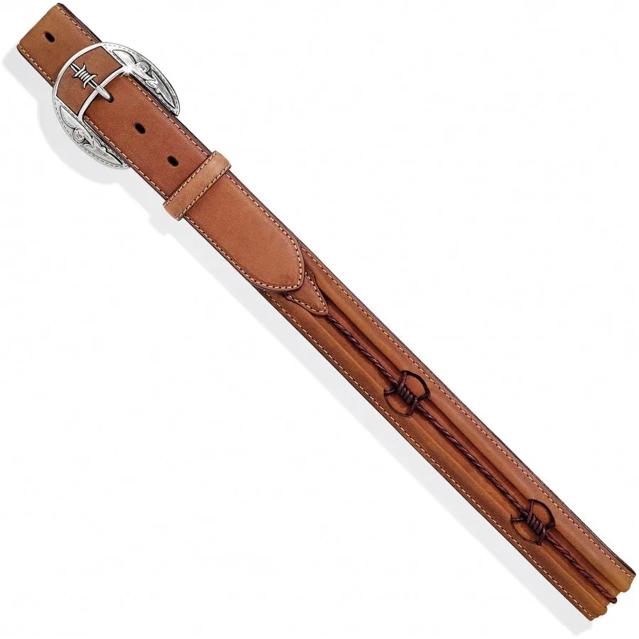 Justin Men's Fenced In Barbed Wire Brown Leather Belt C10817