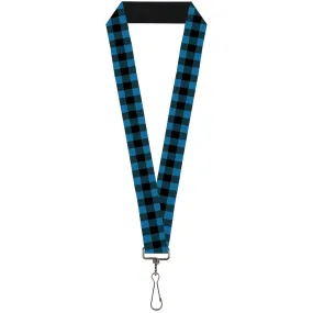 Lanyard - 1.0" - Buffalo Plaid Black Turquoise