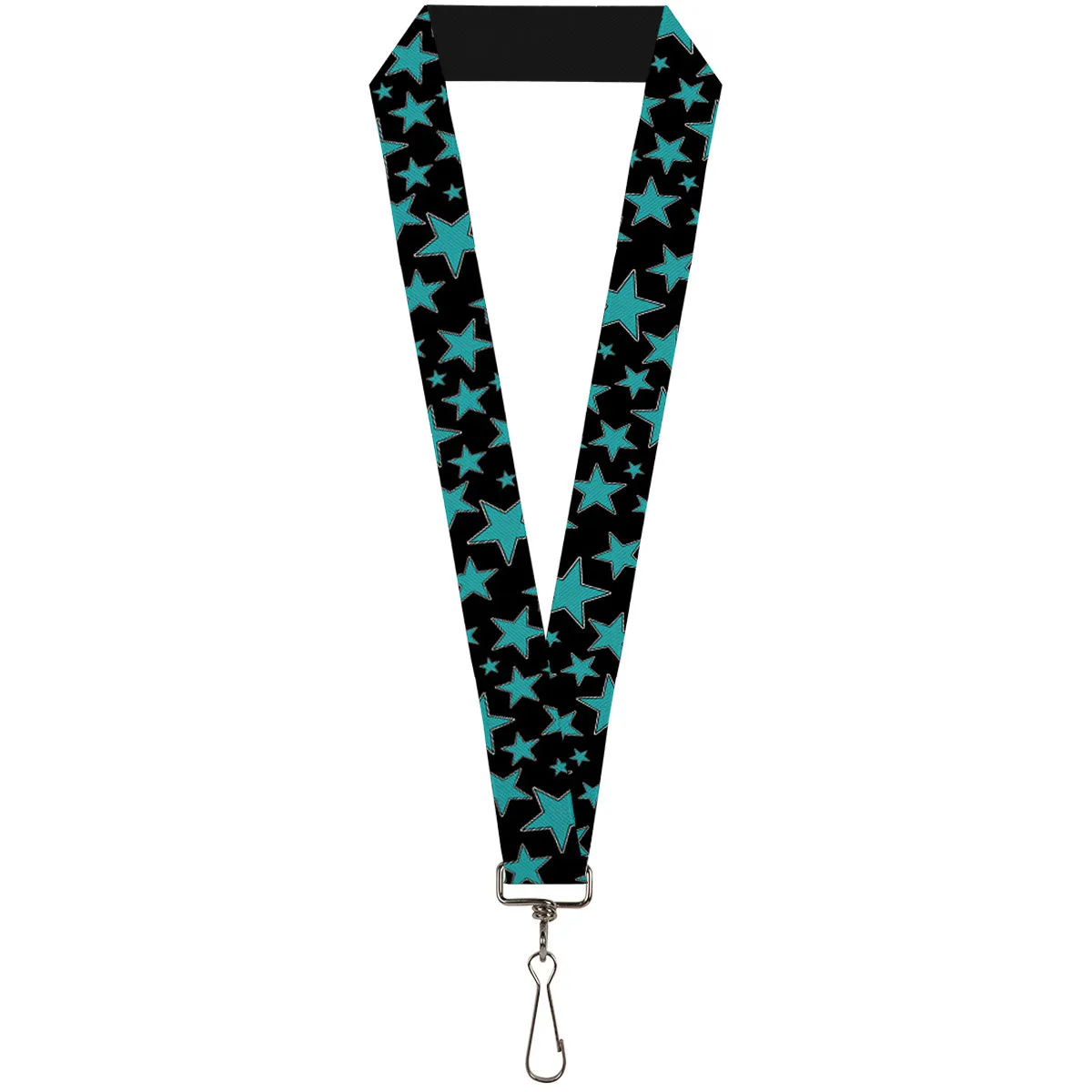 Lanyard - 1.0" - Multi Stars Black Turquoise