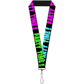 Lanyard - 1.0" - PARTY TIME! Black Green Turquoise Fuchsia