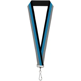 Lanyard - 1.0" - Stripes Black Turquoise Gray