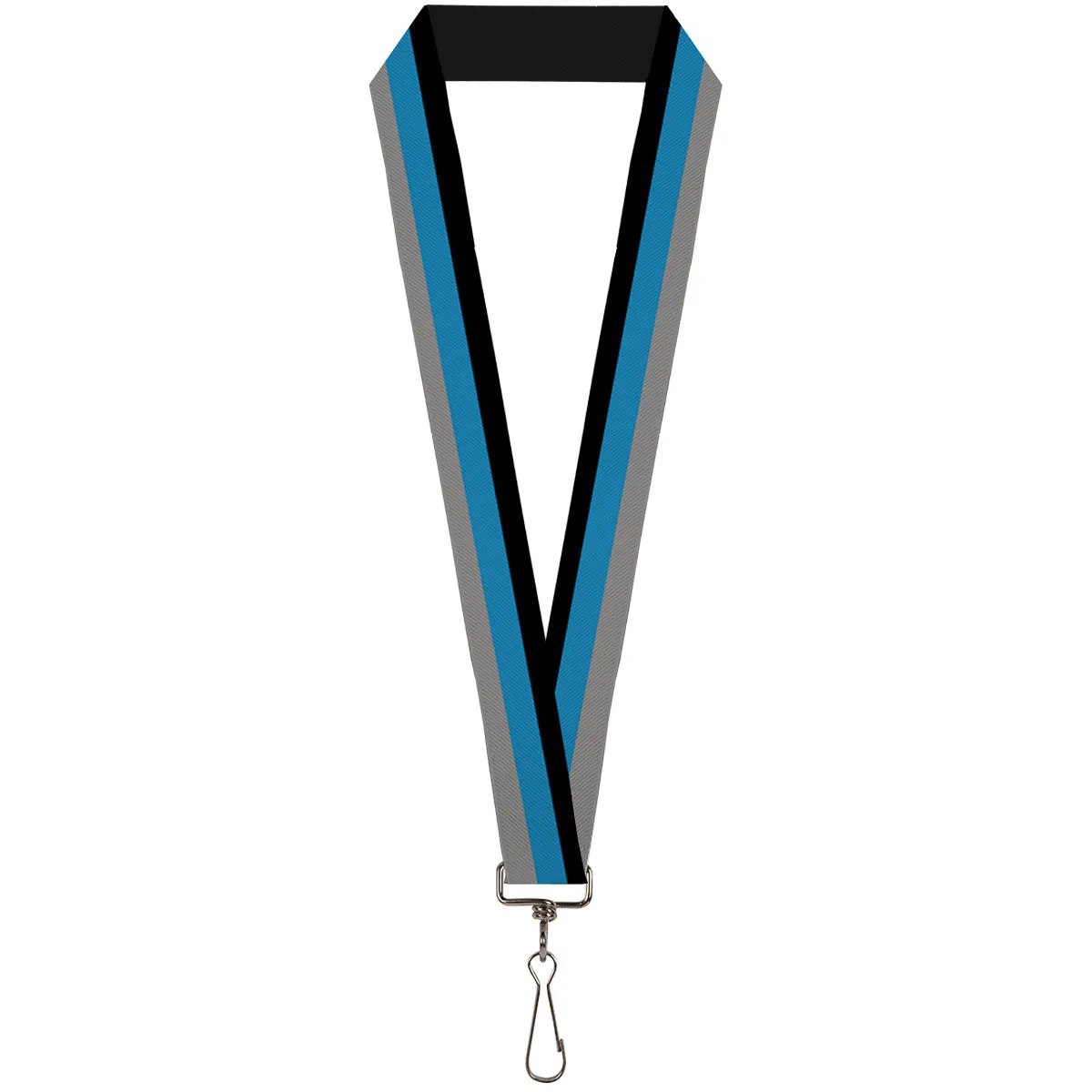 Lanyard - 1.0" - Stripes Black Turquoise Gray