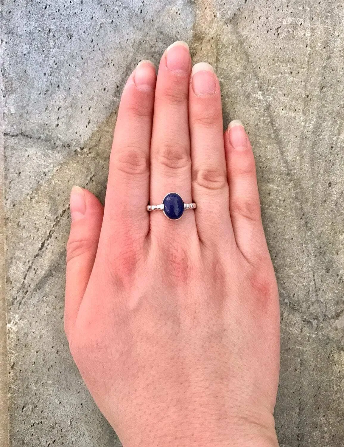 Lapis Ring - Blue Oval Ring - Vintage Bezel Ring