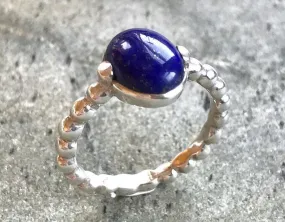 Lapis Ring - Blue Oval Ring - Vintage Bezel Ring