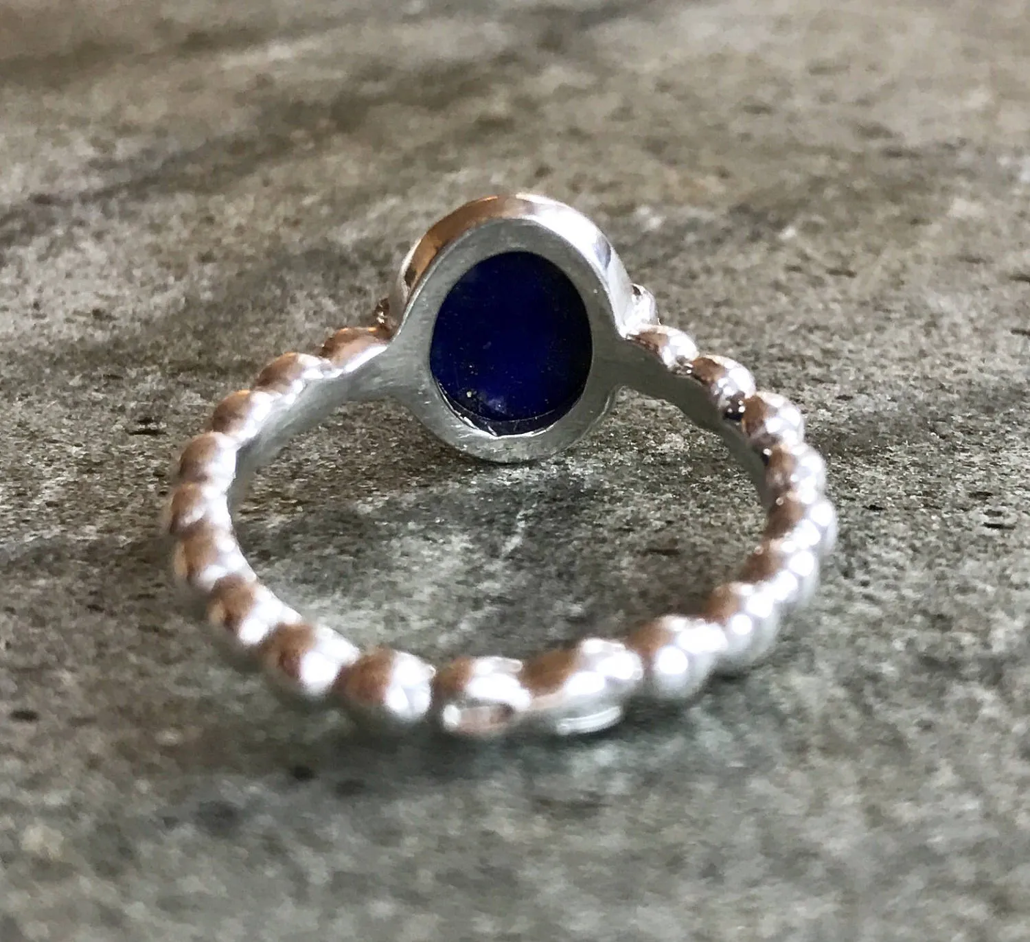 Lapis Ring - Blue Oval Ring - Vintage Bezel Ring