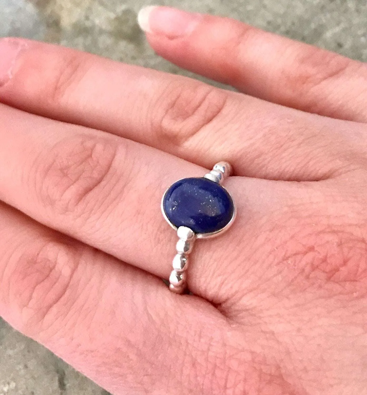 Lapis Ring - Blue Oval Ring - Vintage Bezel Ring