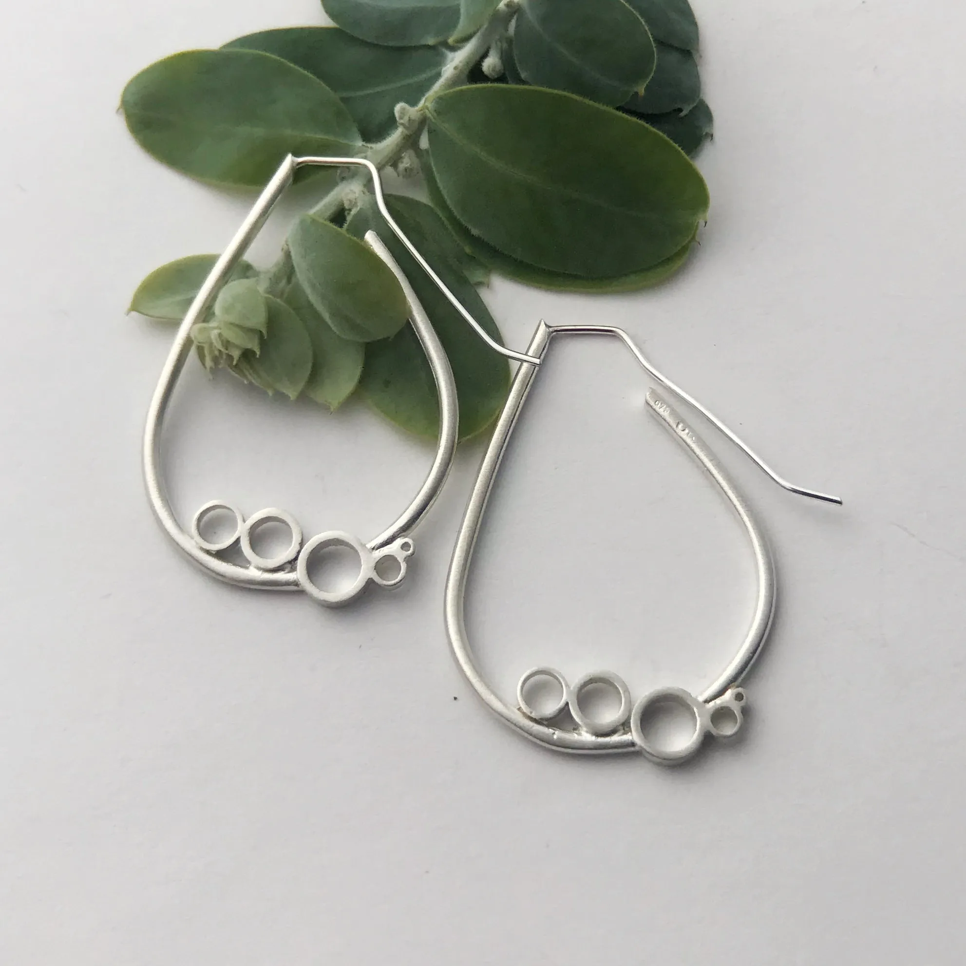Large tear bubble sterling silver earrings