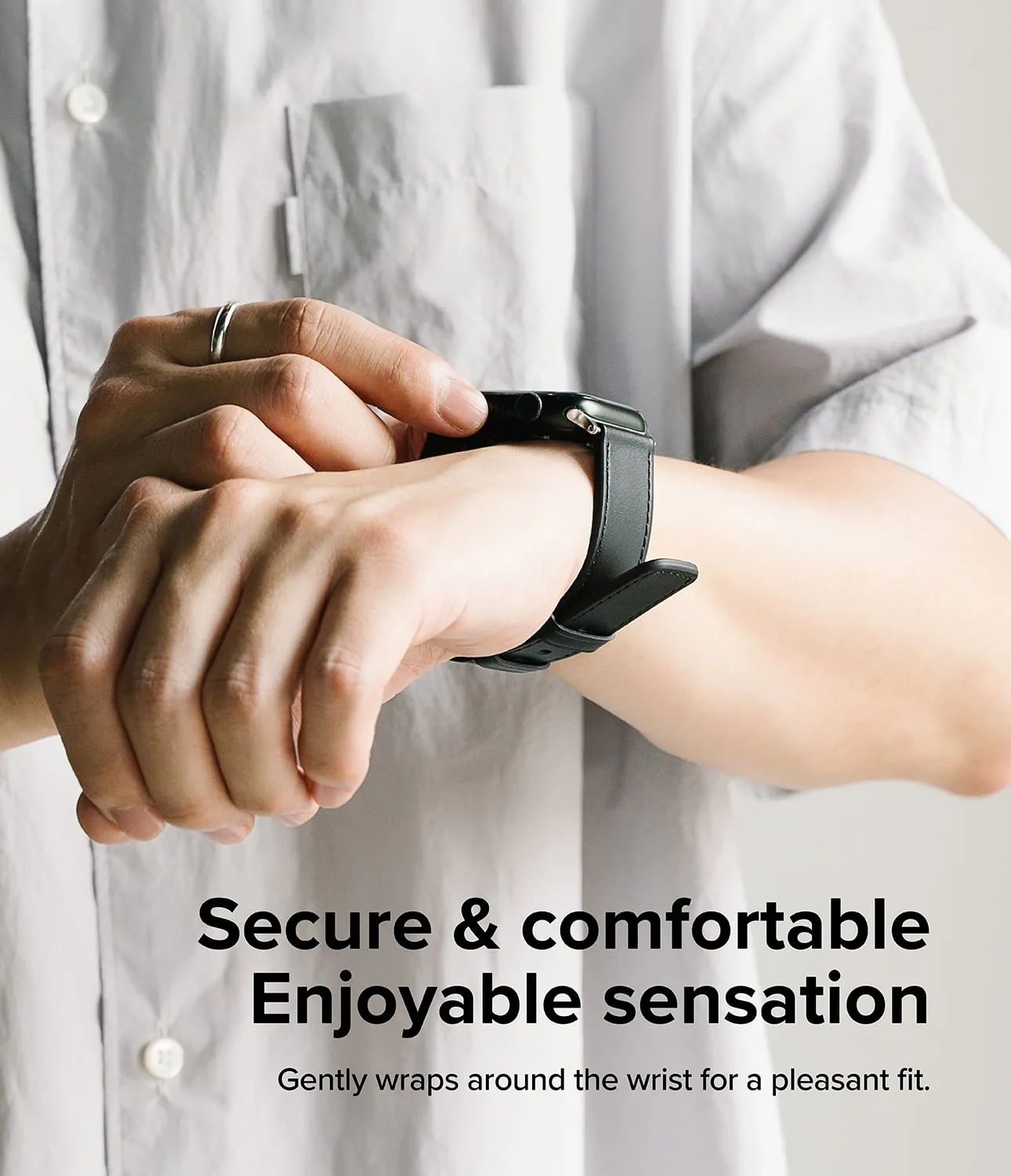 Leather One Basic Bold Apple Watch Band For Apple Watch 42 / 44 / 45mm / 49mm| Black