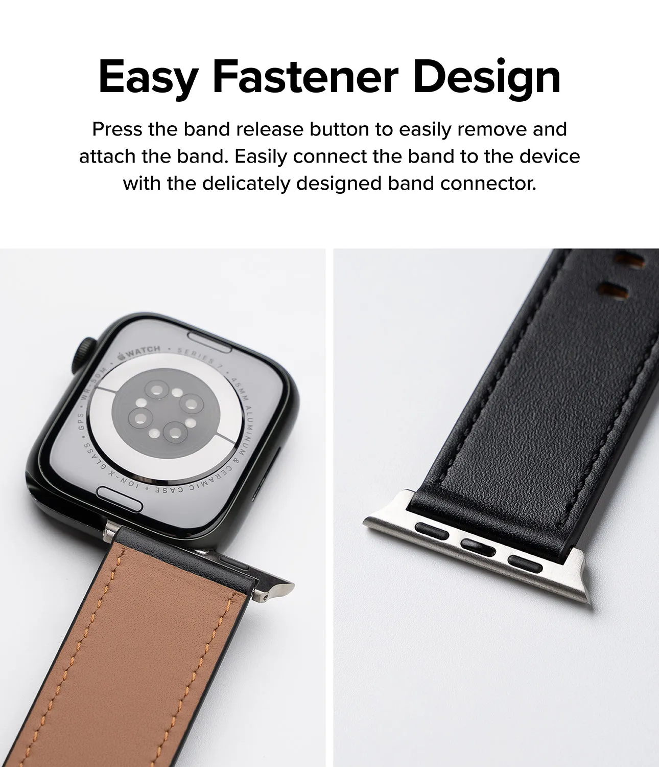 Leather One Basic Bold Apple Watch Band For Apple Watch 42 / 44 / 45mm / 49mm| Black