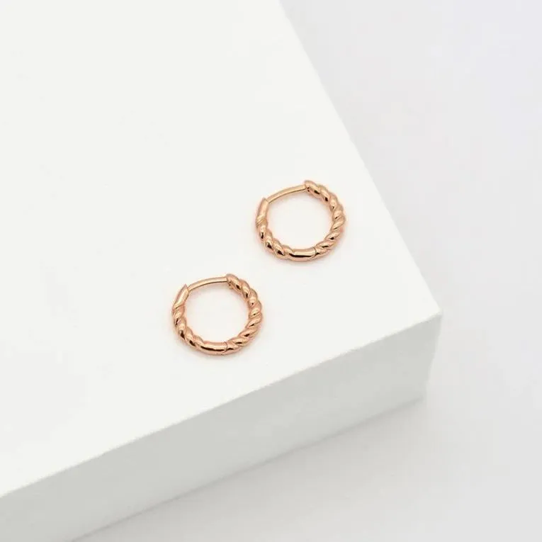 Linda Tahija Rope Huggie Earrings - Rose Gold