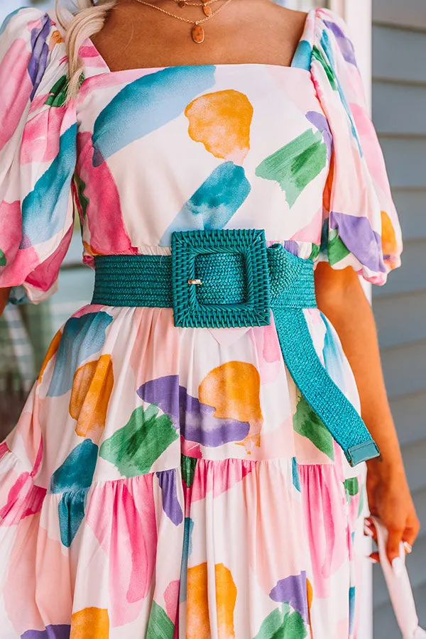 Love By The Coast Woven Belt In Turquoise