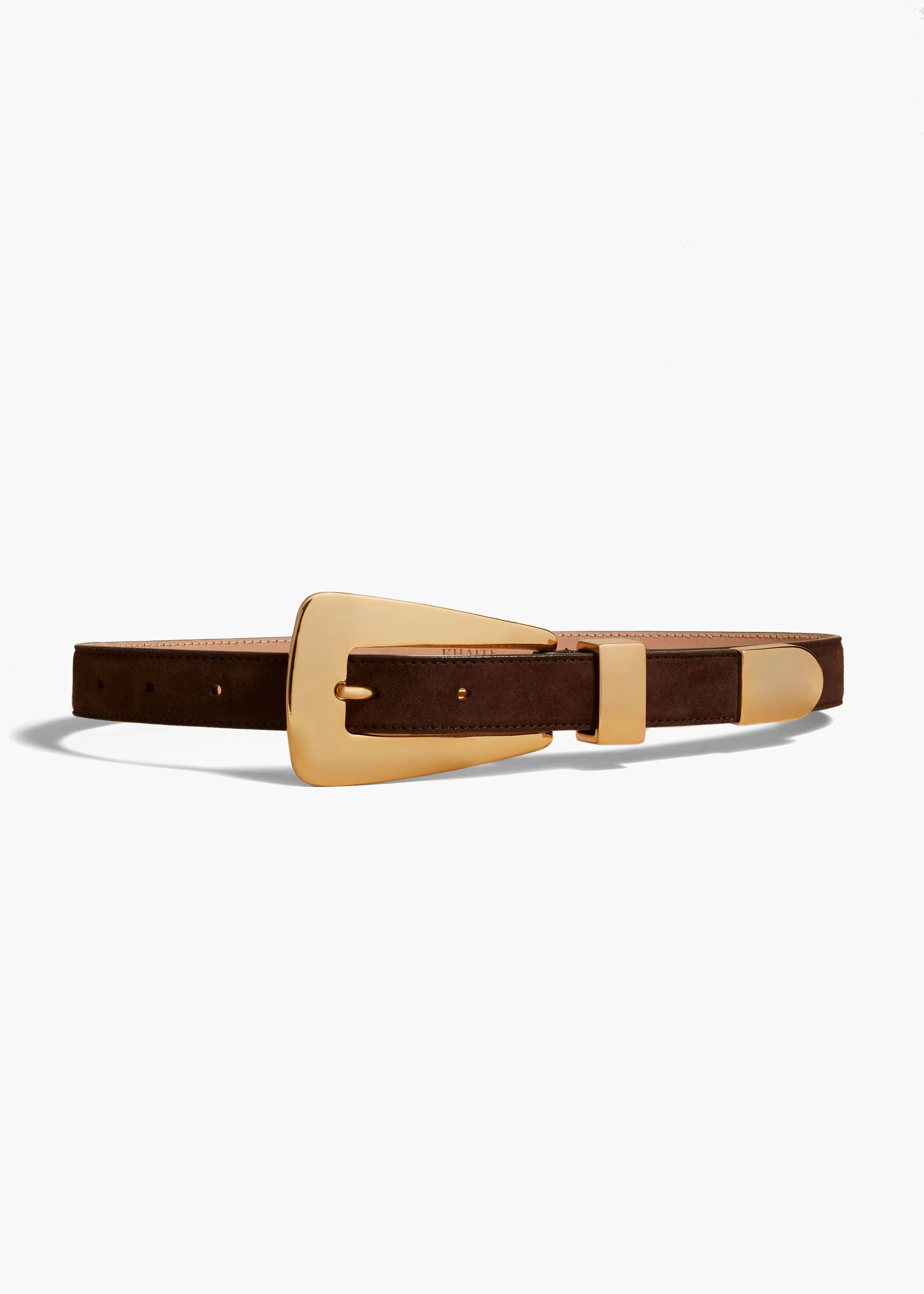 Lucca Belt in Coffee Suede with Gold