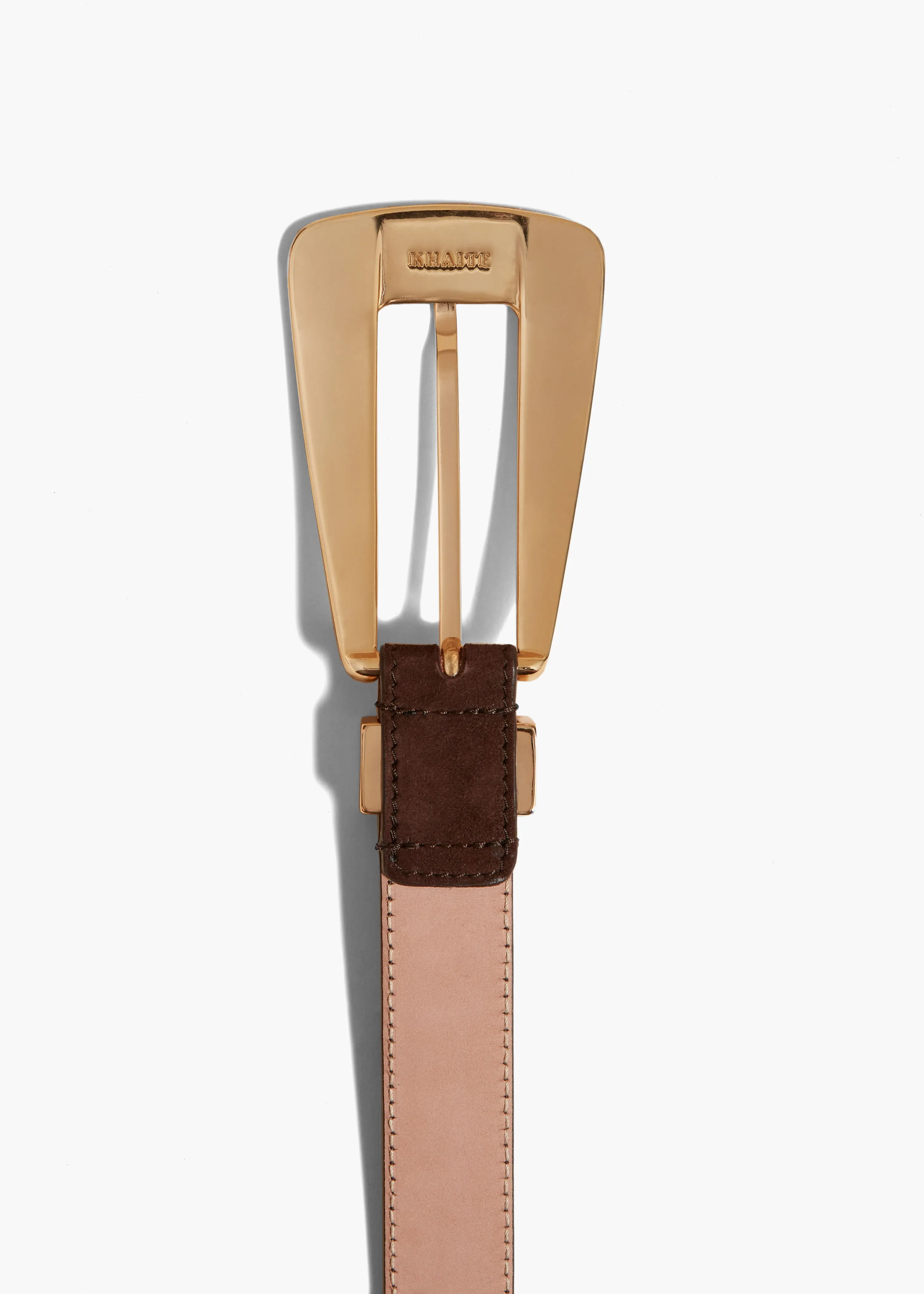 Lucca Belt in Coffee Suede with Gold