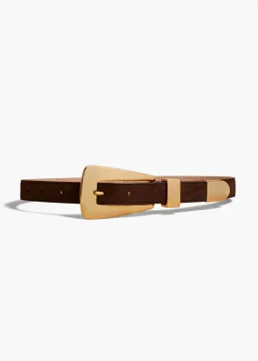 Lucca Belt in Coffee Suede with Gold