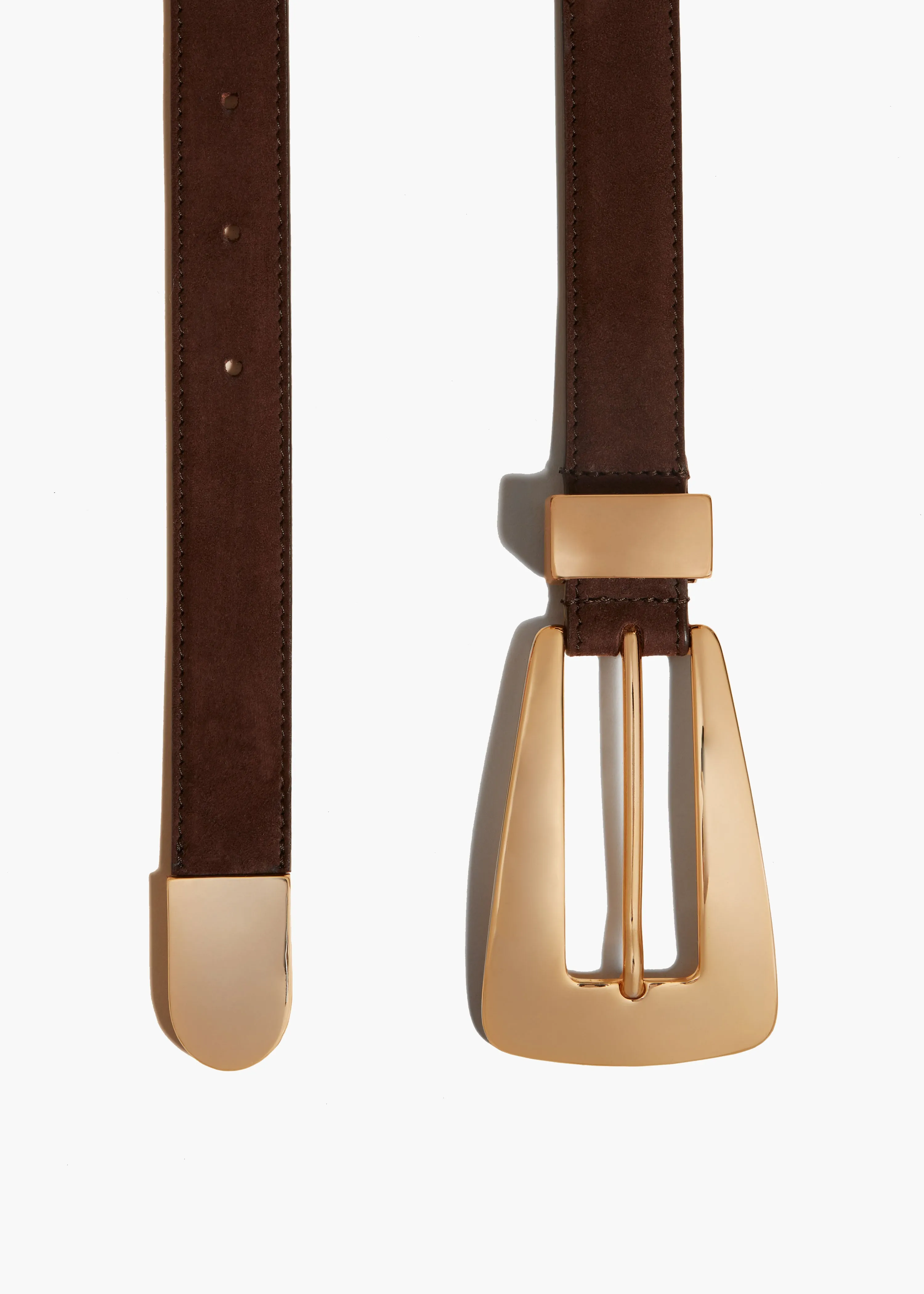 Lucca Belt in Coffee Suede with Gold