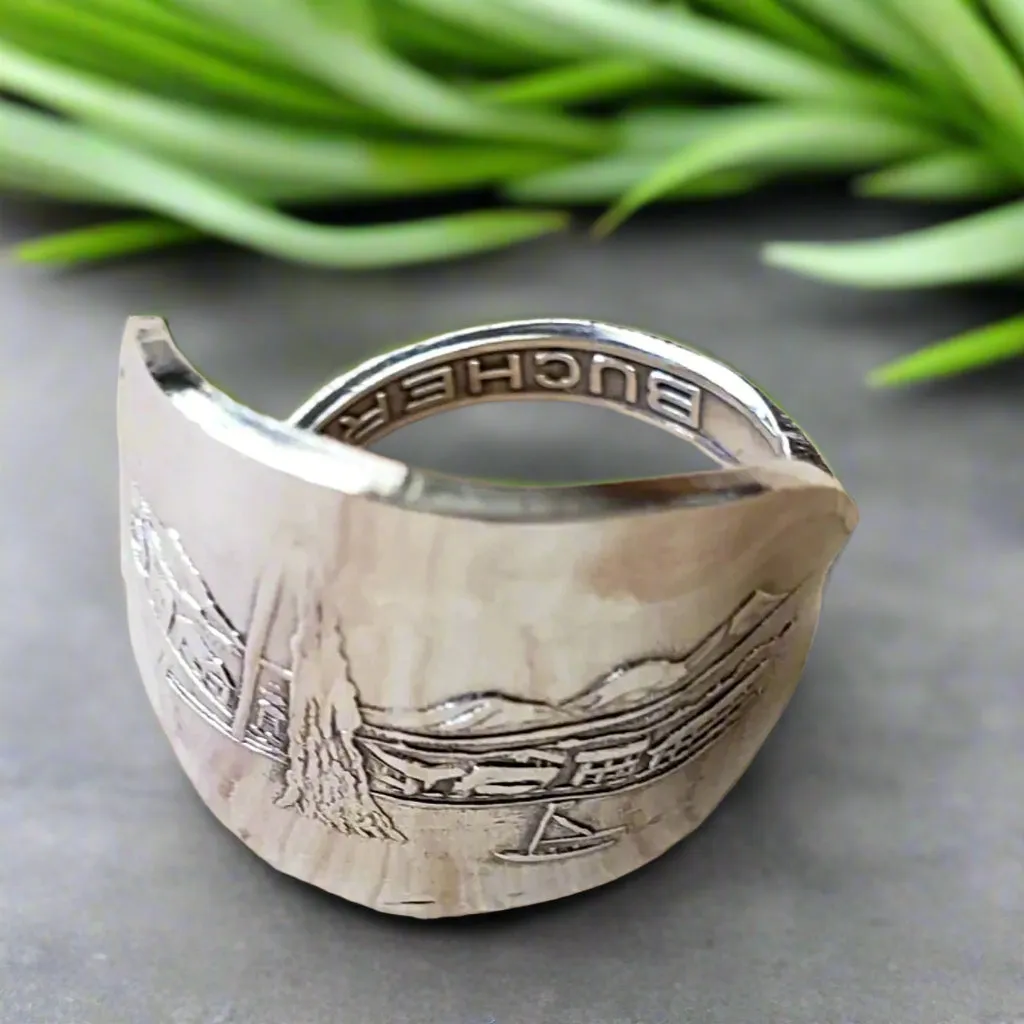 Luxury Handmade Jewelry Rolex Geneve Collection Vintage Silver Spoon Adjustable Statement Ring