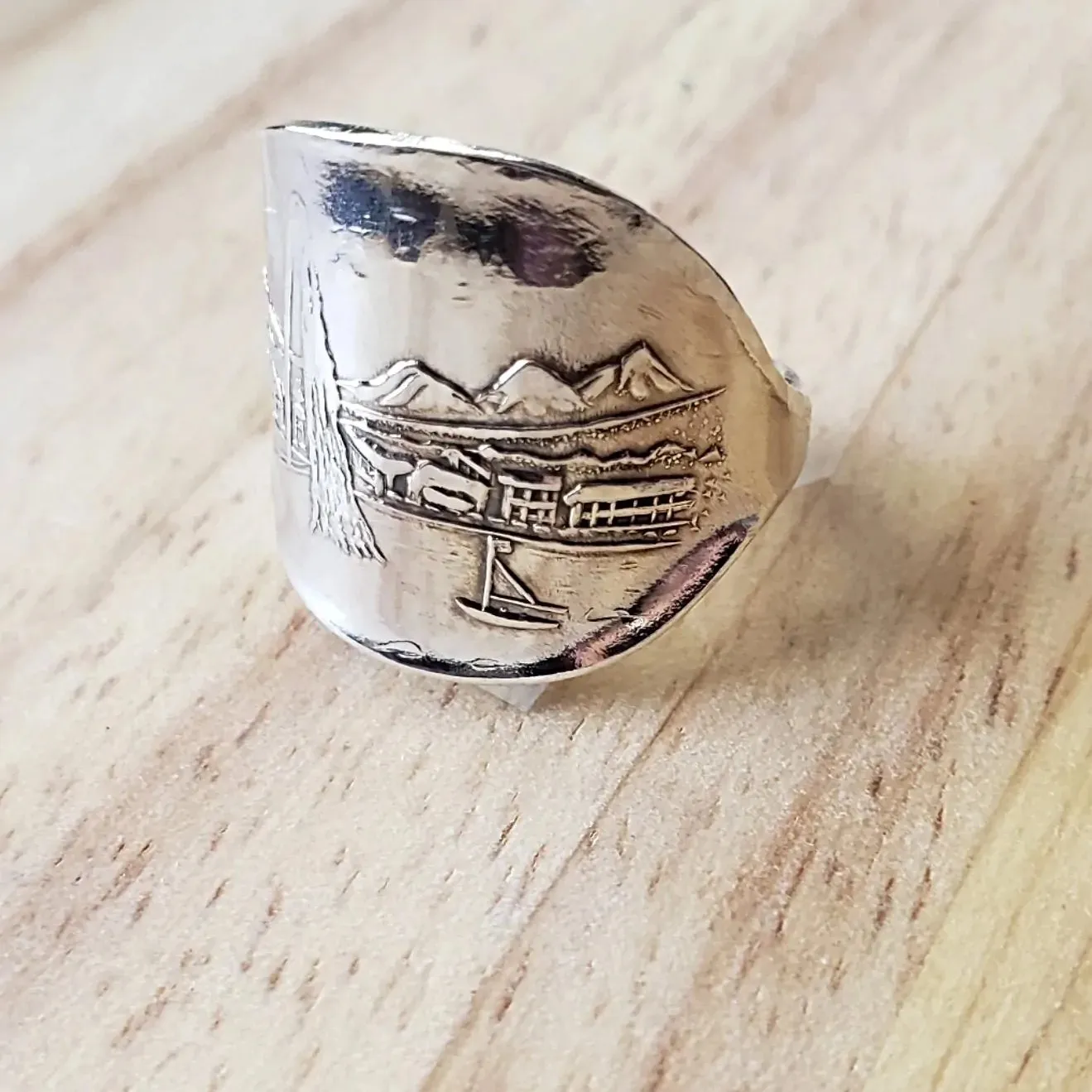 Luxury Handmade Jewelry Rolex Geneve Collection Vintage Silver Spoon Adjustable Statement Ring