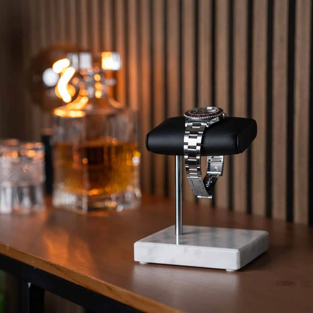 Luxury Watch Stand - Single Cushion (Marble Base) - White