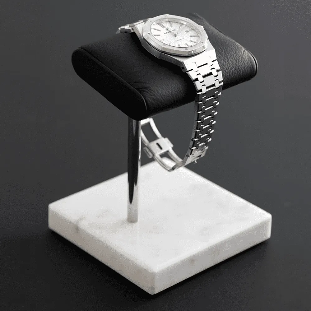 Luxury Watch Stand - Single Cushion (Marble Base) - White